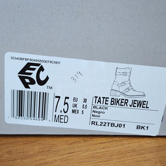 KENNETH COLE REACTION Tate Biker Jewel Lug Sole Booties Size 7.5 M Black - Picture 13 of 14